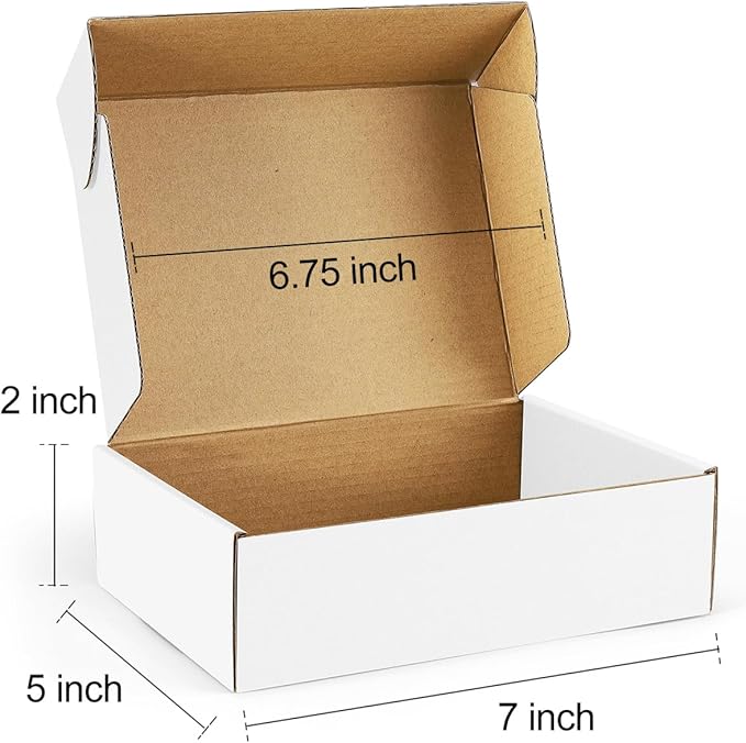 Shipping Boxes 7x5x2 inches Small Mailing Boxes 50 Pack White Cardboard Corrugated Box Mailers
