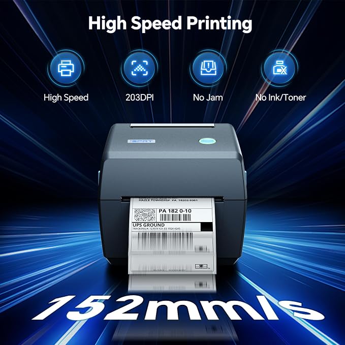 iDPRT iD880 Industrial Thermal Printer Supports 1.18"-4.09" Wide Labels | Label Maker 6IPS, 203 DPI, USB/Ethernet, Major E-Commerce Compatible, for Warehouses & Logistics, Barcode Label & Receipts