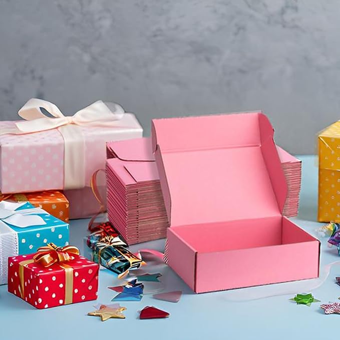 Small Shipping Boxes 12x9x3 Inches – Pink Corrugated Cardboard Boxes (20-Pack) for Mailing, Packing, Small Business & Gift Packaging - Recyclable & Sturdy