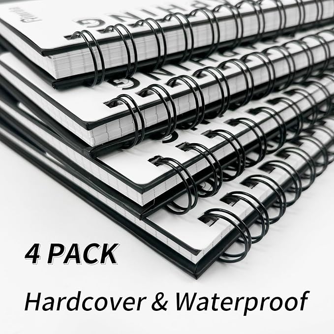 Dotted Journal Spiral Notebook 8.5" x 11"-4 Pack Dot Grid Notebook Hardcover Notebook 120 Pages 100 GSM Thick Dotted Paper Notebook Hardcover Journal for School, Office, Artist | 4 Pack Dot Grid Notebook Hardcover Notebook Thick Dotted Paper Notebook H...