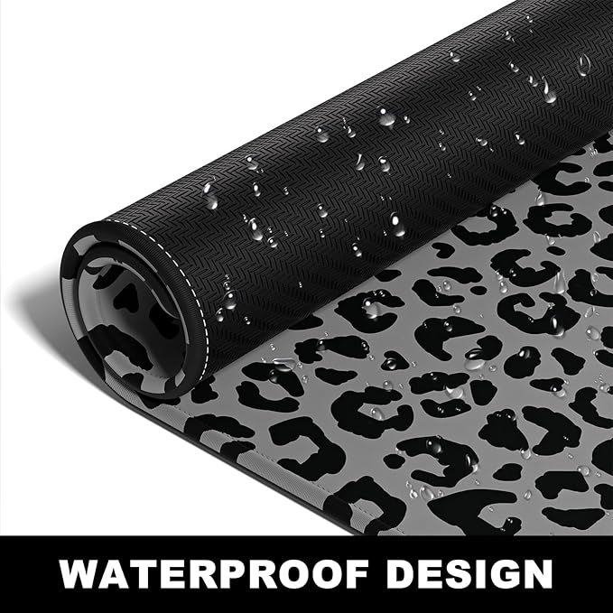 BOSOBO Large Mouse Pad, Desk Pad, XXL XL Extended Gaming Mouse Pad, Desk Mat for Office & Home, Long Keyboard Mat, Huge Mouse Pad, Desktop Full Cover 35.5 x 15.7 Inches, Black Leopard Print
