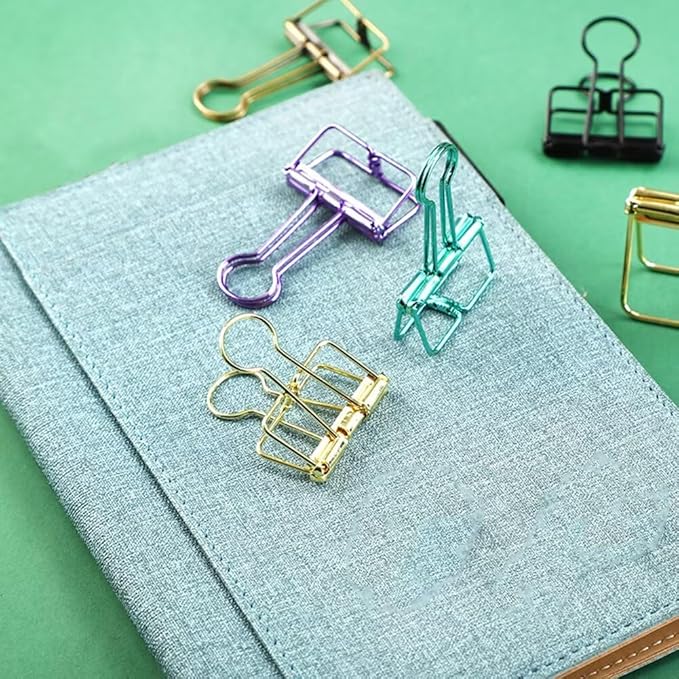 16PCS Metal Medium Binder Clips Hollow Binder Clip Metal Paper Clamps Binder Clips Decorative Tool for School Office Paperwork Multicolor (M)