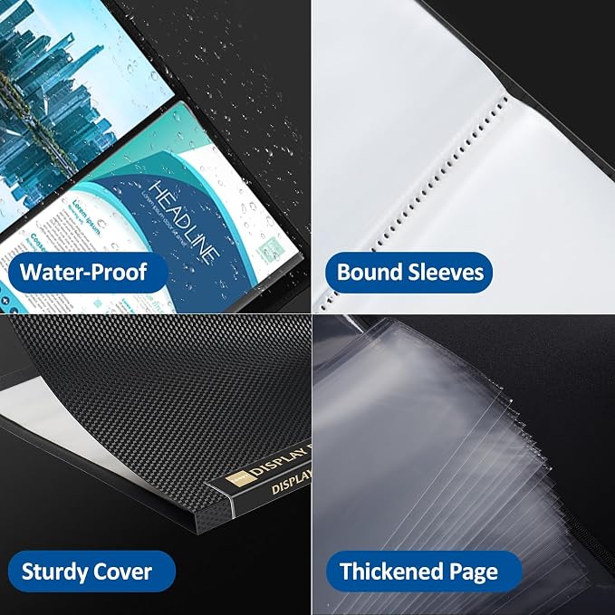 Sooez 4 Pack Binder with Plastic Sleeves 30Pocket, Displays 36 Pages 8.5x11 | Presentation Folders with Clear Sheet Protectors, Art Portfolio Binder for Certificate & Office Project Folder