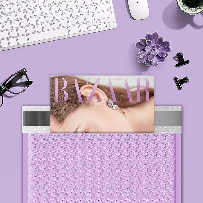 Fuxury Bubble Mailers 12x15" Lavender Purple Padded Envelopes 25 Pack Large Bubble Mailer Strong Adhesion Padded Mailer,Self-Seal Envelope for Mailing Small Business,Magazine, Clothing.