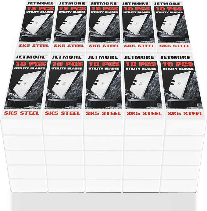 500 Pack Utility Knife Blades, Heavy Duty Box Cutter Blades, Standard Replaceable Utility Blade with Storage Box, Sharp SK5 Steel Razor Blades for Drywall, Warehouse, Construction, Work