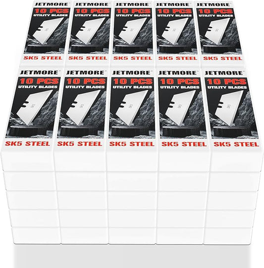 500 Pack Utility Knife Blades, Heavy Duty Box Cutter Blades, Standard Replaceable Utility Blade with Storage Box, Sharp SK5 Steel Razor Blades for Drywall, Warehouse, Construction, Work