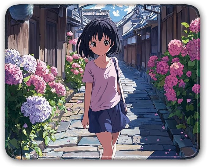 Anime Style Girl Pattern, Aesthetic Mouse Pad Small Mouse Pad Computer Mouse Pad Cool Mouse Pad Gaming, 26x21cm