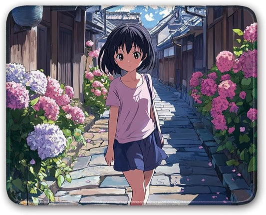 Anime Style Girl Pattern, Aesthetic Mouse Pad Small Mouse Pad Computer Mouse Pad Cool Mouse Pad Gaming, 26x21cm