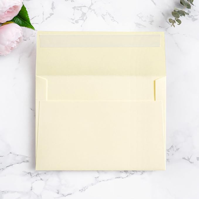 PONATIA 50PCS 5x7 Envelopes, Cream A7 Envelopes for Weddings, Invitation Cards, Photos, Postcards, Greeting Cards Mailing, Baby Shower, Graduation, Christmas Gift Cards