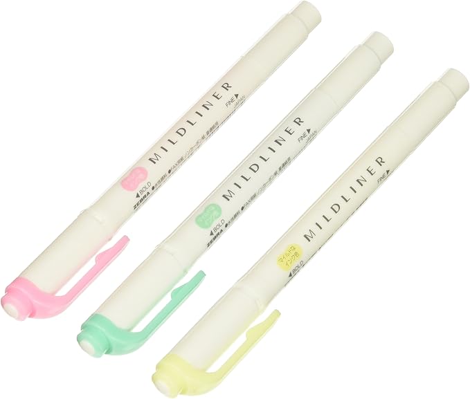 Zebra Highlighter Mild Liner, 3 Color Set (WKT7-3C)