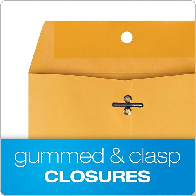 Quality Park Clasp Envelopes, 6.5 x 9.5 Inch Brown Kraft Catalog Envelopes, for Mailing Small Business Papers, Gummed Closure, Box of 100 (QUA37863)