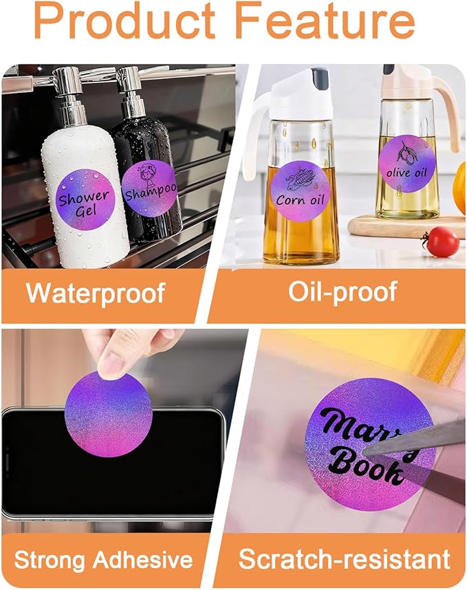Thermal Labels, Compatible with T50M Pro/M110/M100/M220 Label Maker and Other 4x6 Thermal Printers for Shipping Barcode & Custom Stickers, Holographic Stardust Purple, 2×2 inch
