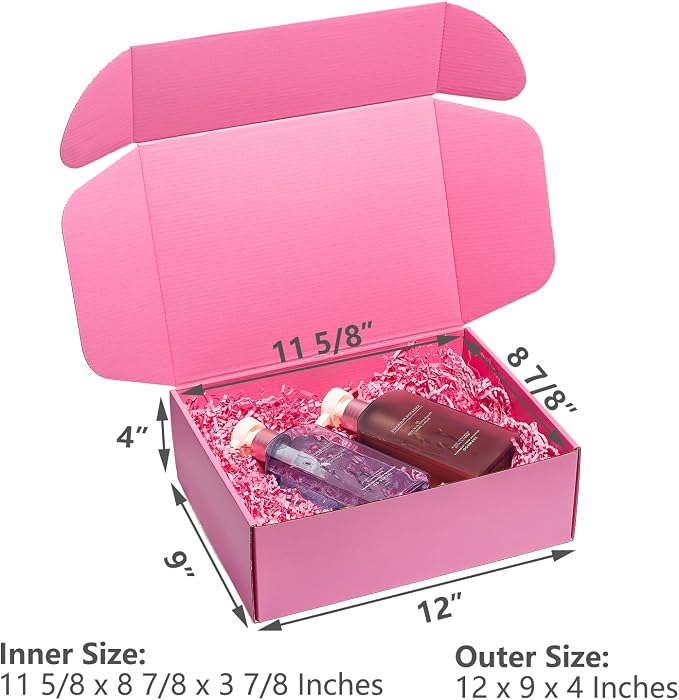 Timirog Pink Shipping Boxes 12x9x4 Inches 20 Pack Corrugated Cardboard Mailing Box for Small Business, Cute Tab Locking Literature Mailer Packaging Supplies for Packing Gifts Craft Books Shoes clothes | Mailing Box for Small Business, Cute Tab Locking ...