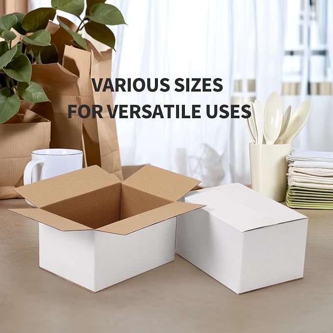 7x5x4 Shipping Boxes Set of 40, Kraft Corrugated Cardboard White Box Small Business Boxes Mailers for Packaging, Moving, Packing