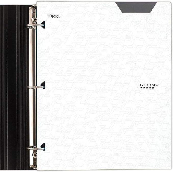Five Star 2-Pocket Folder, Plastic Folder with Stay-Put Tabs, Fits 3-Ring Binder, Holds 8-1/2" x 11" Paper, White (333420I-ECM)