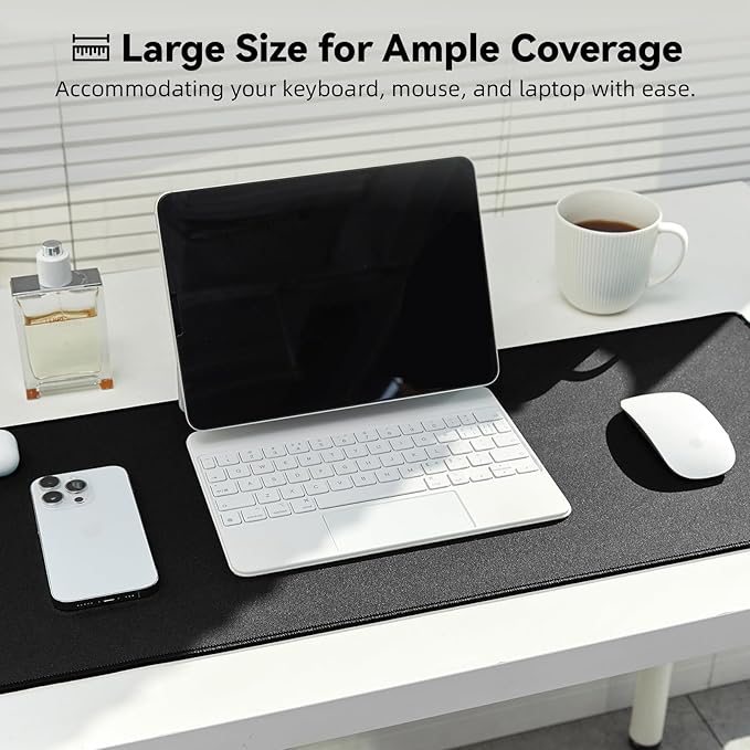 Large Gaming Mouse Pad with Durable Stitched Edges, Non-Slip Rubber Base, Black Mousepad Mouse Mat Desk Pad for Home Office Gaming, 35.4''x11.8''x0.12'', Black