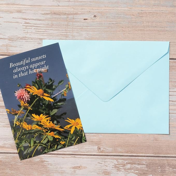 25 Pieces A7 Colored Envelopes with Cards and Stickers Set, Blue 5Colors | 5x7 inches Envelopes For Weddings, Invitations, Birthday, Baby Shower