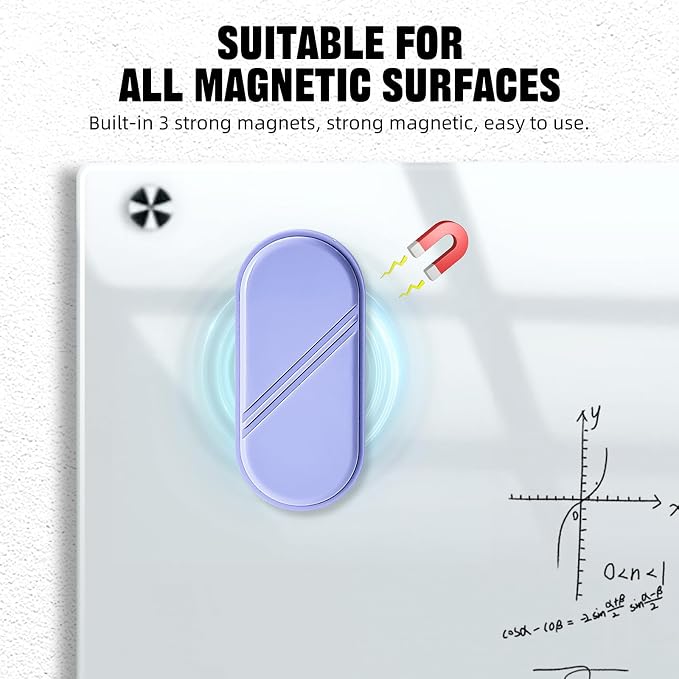 Dry Erase Board Eraser, Magnetic Detachable Whiteboard Eraser 2-Pack, White Board Erasers for Classroom, Glass Board Cleaner, Dry Erase Marker Eraser for Office School Home (Purple)