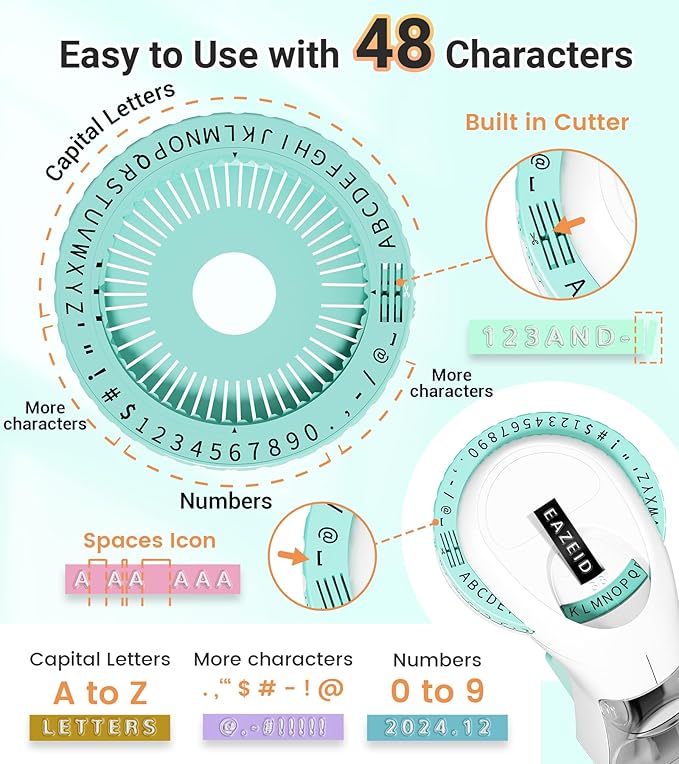 Embossing Label Maker Machine with Tapes, Retro Label Maker Embossed, Vintage Embosser Labeler with 10 Rolls 3D Color Embossing Label Tapes for Kid DIY Scrapbooking Supplies, Teachers Gifts