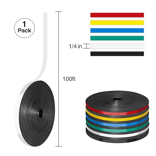 CHUNNIAO White Magnetic Tape for Classroom Chalkboard,Fine Line Magnet,Thin Highlighter Tape 1/4" x 100'