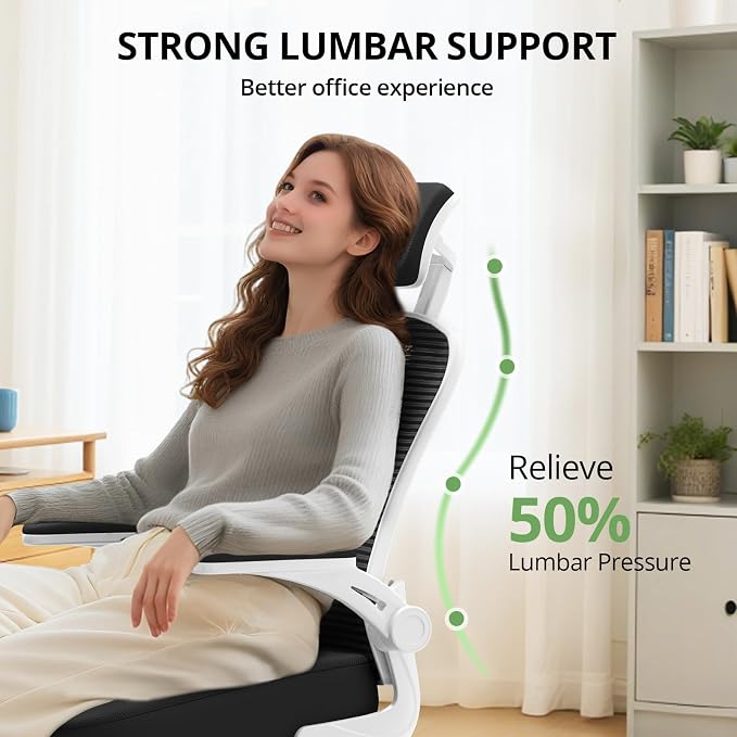 Office Chair|330LBS Capacity Ergonomic Desk Chair | High Back Computer Chair,Long Hours Comfortable,Rolling Swivel,Flip-up Armrests,Home Office