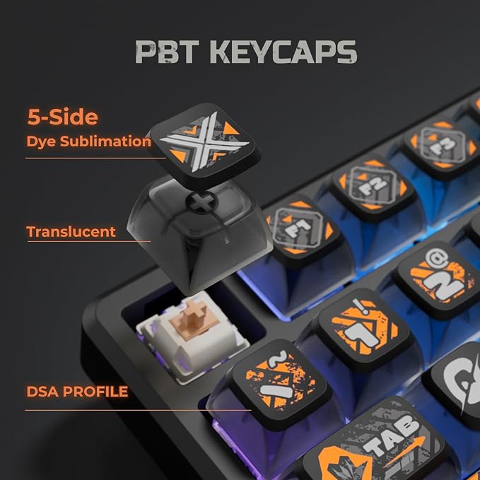 RK ROYAL KLUDGE R98 Pro Wired Mechanical Keyboard, RGB PC Gaming Keyboard with Number Pad and Volume Knob, dye Sublimation DSA Profile Pudding Keycaps, for Win/MAC, Hot Swappable Tactile Beige Switch