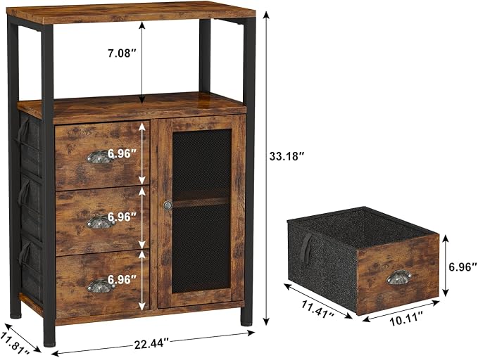 Homeiju Bathroom Storage Cabinet Organizer with 3 Drawers and 1 Door | Freestanding Bathroom Cabinet for Kitchen, Living Room, Home Office