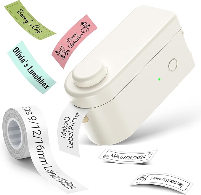 Makeid Label Makers, L1 Label Maker Machine, Portable Wireless Sticker Label Makers for Home, School, Office Use, Rechargeable Thermal Printer with Multiple Fonts, Templates - Beige, 203dpi
