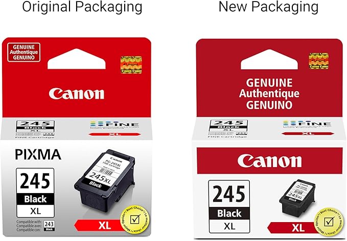 Canon PG-245 XL Genuine Black Ink Cartridge, Compatible with iP2820, MG2420/2924/2920/3020/2522/2525, MX492, TS3120/302/302a/202/202a/4520/3320
