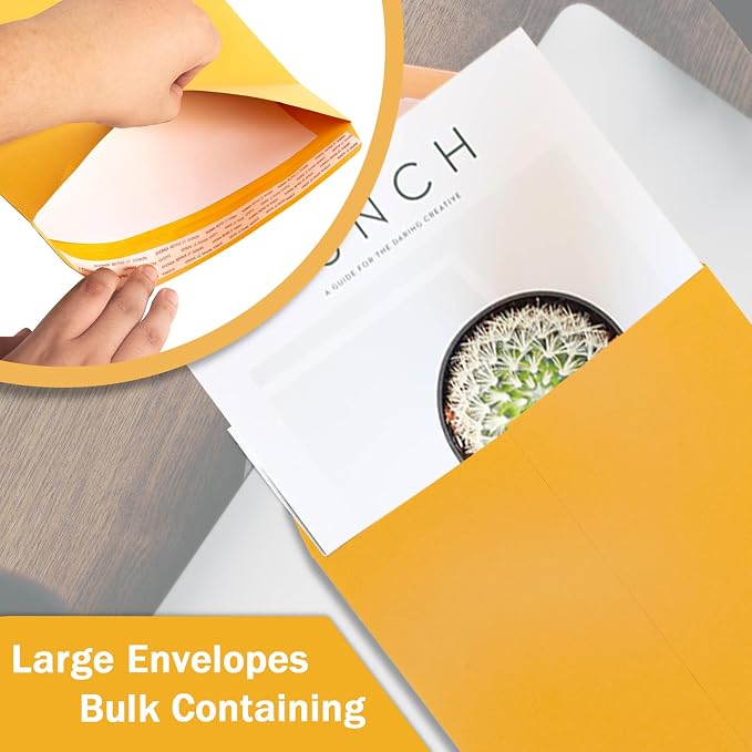 Goefun 10x13 Manilla Envelopes, 100 Pack | Catalog Envelopes, Self Seal, Yellow Brown, 100GSM Paper, Peel and Seal Flap, For Mailing, Organizing and Storage