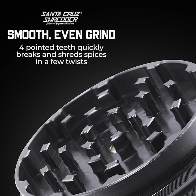 Santa Cruz Shredder Metal Herb Grinder Knurled Top for Stronger Grip 2-Piece 2.7" (Grey)