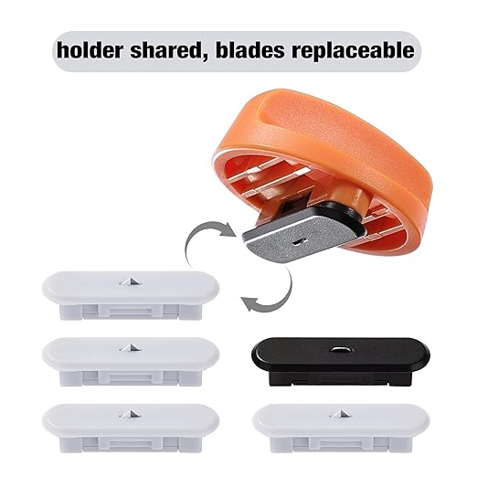 Likart 6-Pack Paper Cutter Replacement Blades kit, Portable Trimmer Cutting Blades Compatible for Portable Trimmer/Basic Trimmer/Roll Holder,4 Cutting Blades & 2 Scoring Blades with a Holder,Orange