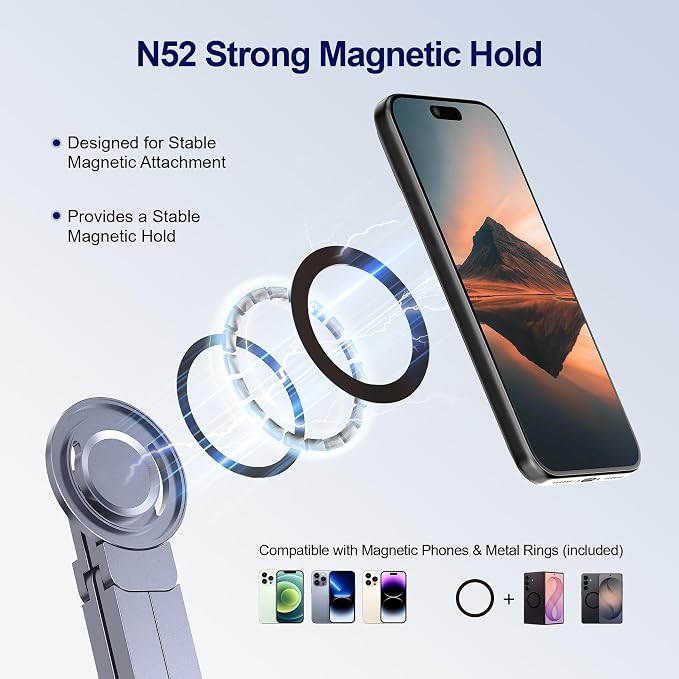 Laptop Stand for Desk, 3-in-1 Magnetic Phone Holder, Foldable | 3-in-1 Portable Laptop Stand, N52 Magnetic Phone Holder, Supports Laptops & Tablets up to 15", Foldable Aluminum Alloy