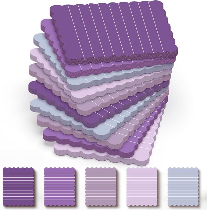 Epakh 10 Pack Scalloped Line Sticky Notes, Gradient Purple Pads, 3 x 4 Inch | 300 Sheets, Small Notes Pads, Thick Note Pads, Strong Adhesive, Back to School Office Supplies