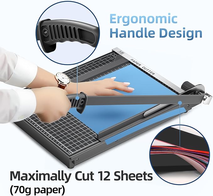 15 inch Guillotine Paper Cutter, LOTHANEK Heavy Duty Metal Base Cutting Machine B4 A4 Paper Trimmer with Guide Ruler, Cutting 15 Sheets for Commercial Home Office (Black)