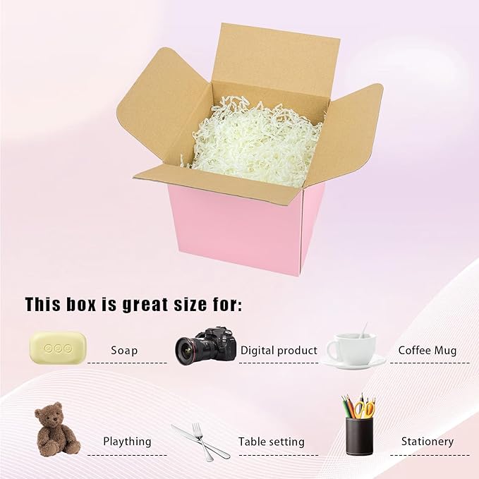 FORBFAN 6x6x6 Inches Small Shipping Boxes, 30 Pack Pink Mailer Boxes, Corrugated Cardboard Boxes for Packaging, Shipping, Mailing