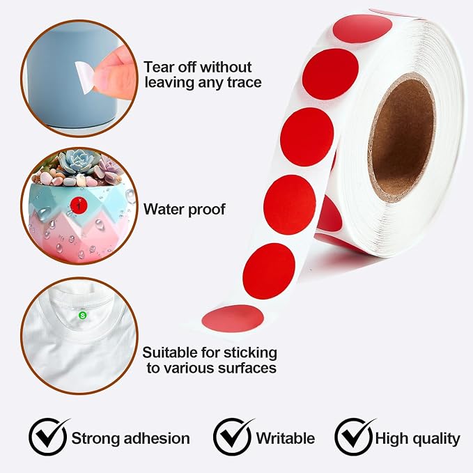 4000 Pcs Round Stickers 1/2 Inch Color Circle Dot Stickers Small Code Labels for Office Shop Yard Sale Home Marking