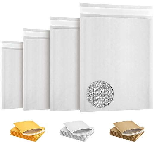 Kraft Bubble Mailers 14.25 x 19 Inch White, Padded Envelopes Self Seal, Pack of 100, Bubble Lined Kraft Paper Mailing Envelopes for Shipping