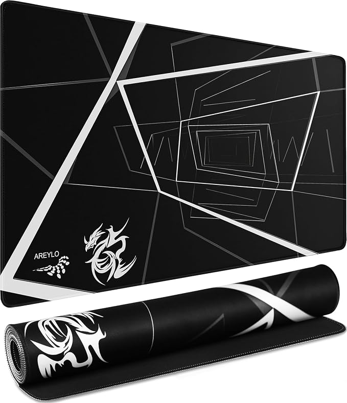 Mouse Pad Large, Waterproof Extra Large Gaming Mousepad with Stitched Edges, 31.5" x 15.7" Non-Slip Rubber Base Office Big Long Keyboard Pad for Office Gamer Home XXL, (Black Square)
