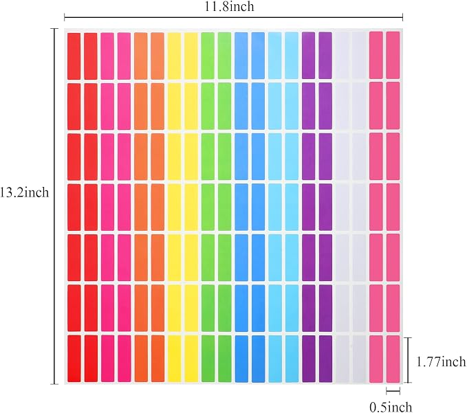 2800 Pcs Rectangular Color Coding Labels, 0.5" x 1.77" Price Stickers Garage Sale Stickers Square Removable Assorted Labels for File Folder Tabs Classrooms Offices Home Labeling Marking