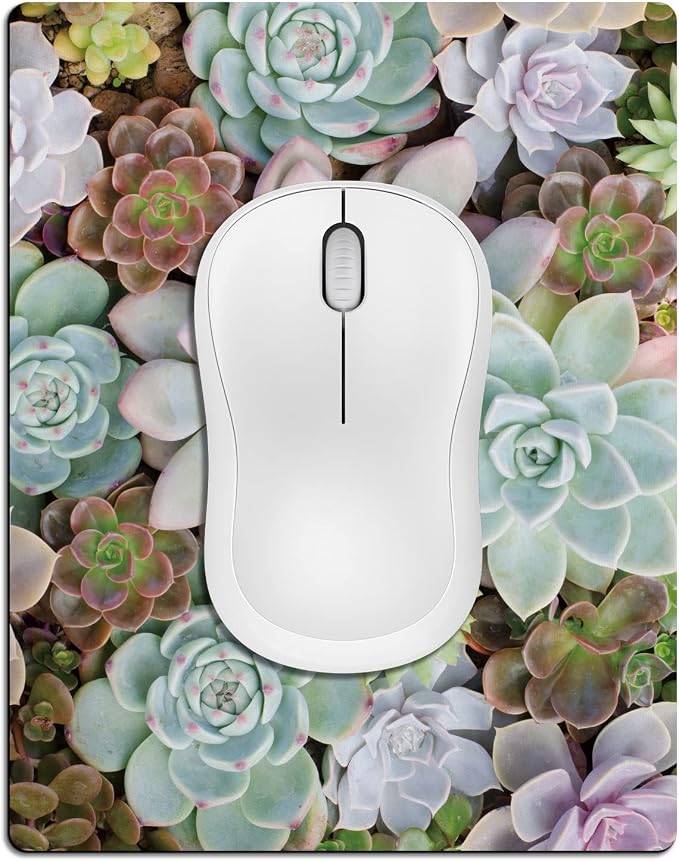 Small Mouse Pad Cute, Mini Mouse Pads for Wireless Mouse and Laptop, Travel Mousepad with Designs - Pretty Succulent, Portable Mousepads - 5.5 x 7 in, Computer Accessories for Women