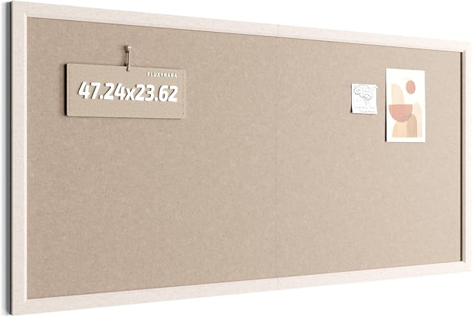 Fluxynara 47.2" x 23.6" Felt Frame Bulletin Board, Deep Camel | Cork Board Alternative with 36 Removable Adhesive Tabs, Foldable Pin Board for Wall, Home, Office, Classroom & Dorm