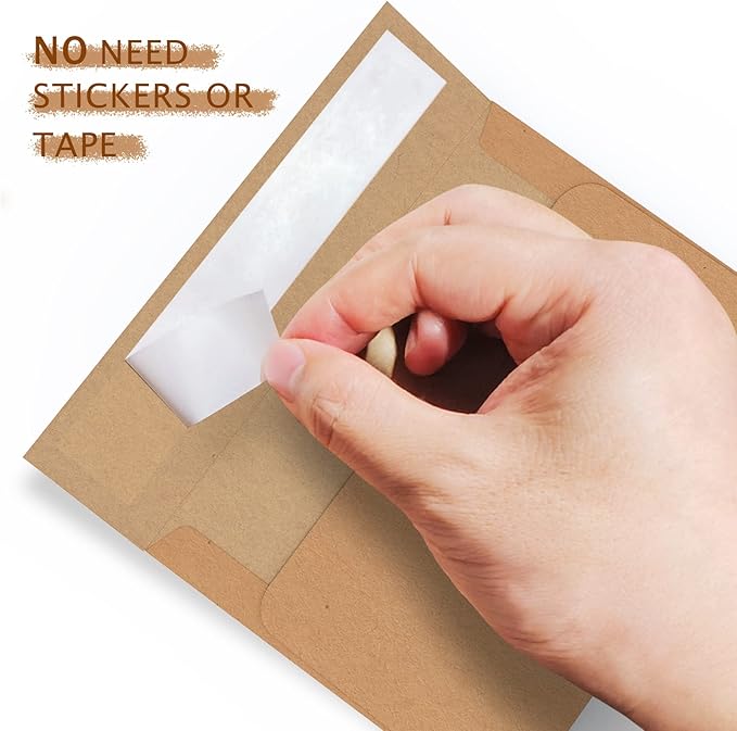 A7 Brown Kraft Envelopes Self Seal 100 Pack 120 GSM，Goefun Printable 5x7 Envelopes for Invitation, Mailing, Weddings, Business, Birthday, Photos, Documents and DIY Cards