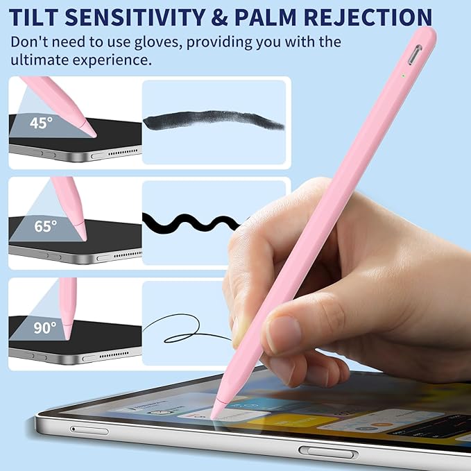 iPad Pencil for 9th & 10th Generation, Fast Charge Stylus Pen for Palm Rejection and Tilt Sensitivity, Compatible with iPad Pro 11/12.9in, Mini 5/6, iPad 6/7/8/9/10, Air 3/4/5 (PK)