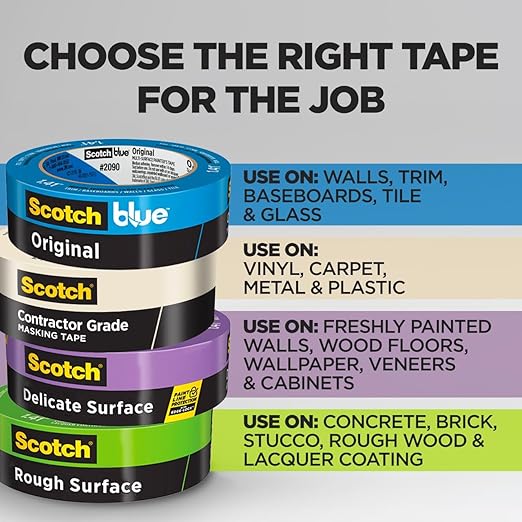 Scotch Painter's Tape Contractor Grade Masking Tape, (6 Rolls per Pack/3 Pack), 1.88 in x 60.1 yd, Holds to Surfaces for Up to 3 Days, Interior & Exterior Use (2020-48TP6) 18 Count