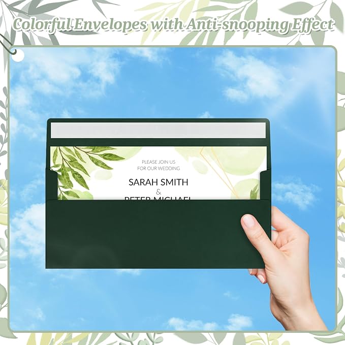 200 Dark Green #10 Business Envelopes, Self Seal Standard Envelopes, Windowless Business Mailing Envelopes for Office, Checks, Letters, Invoices, Statements, Wedding, 4-1/8 x 9-1/2 inch