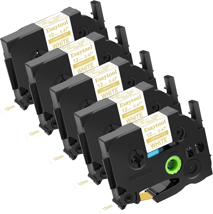 5 Pack Compatible with P-Touch TZe-234 AZE-234 TZ-234 Gold on White 12mm 0.47'' Laminated Label Tape Replacement for Ptouch PT-H100 PT-D200 D210 D400 PT-P700 PT-1000 PT-2030 Label Maker