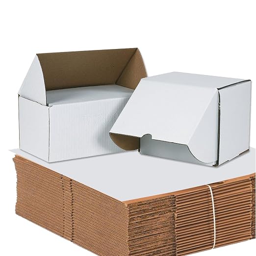 Box USA 7" Deluxe Shipping Boxes, 7 1/2"L x 7"W x 6 1/2"H, 25-Pack - White Box Mailers for Packaging, Storage, Gifts or Bulk Business Orders