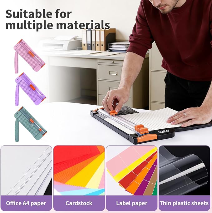A4 Paper Cutter Slider 12 Inch Paper Trimmer Photo Cutter, Purple | Small Paper Cutter for Classroom Scrapbooking Cutter, Cutter Sliding