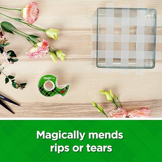 Magic Tape 6 Packs Clear Tape, Magic Tape with Dispensers, Invisible Tape 1/2 x 450 Inches, and a 8 Inch All Purpose Scissors (Gift Pack)